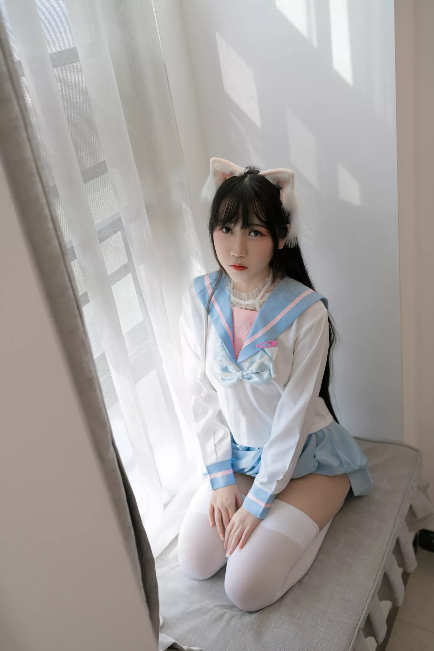 不呆猫 NO.050 – 白色兔子JK[63P/388MB]-集图萌